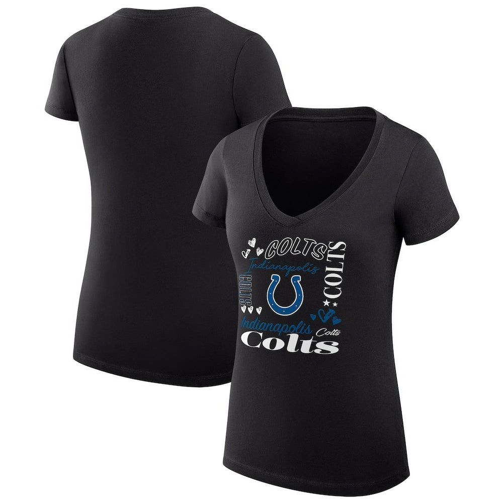 NFL Indianapolis Colts G-III 4Her by Carl Banks Women's Super-Slim Fit Lightweight Collage Team V-Neck T-Shirt