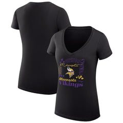 NFL Minnesota Vikings G-III 4Her by Carl Banks Women's Super-Slim Fit Lightweight Collage Team V-Neck T-Shirt