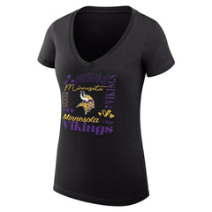 NFL Minnesota Vikings G-III 4Her by Carl Banks Women's Super-Slim Fit Lightweight Collage Team V-Neck T-Shirt