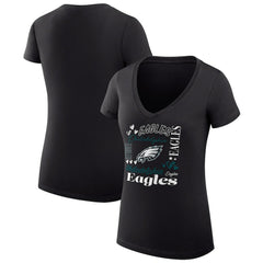 NFL Philadelphia Eagles G-III 4Her by Carl Banks Women's Super-Slim Fit Lightweight Collage Team V-Neck T-Shirt