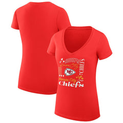NFL Kansas City Chiefs G-III 4Her by Carl Banks Women's Super-Slim Fit Lightweight Collage Team V-Neck T-Shirt