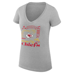 NFL Kansas City Chiefs G-III 4Her by Carl Banks Women's Super-Slim Fit Lightweight Collage Team V-Neck T-Shirt
