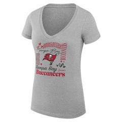 NFL Tampa Bay Buccaneers G-III 4Her by Carl Banks Women's Super-Slim Fit Lightweight Collage Team V-Neck T-Shirt