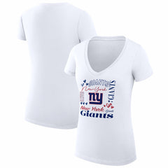 NFL New York Giants G-III 4Her by Carl Banks Women's Super-Slim Fit Lightweight Collage Team V-Neck T-Shirt