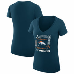 NFL Denver Broncos G-III 4Her by Carl Banks Women's Super-Slim Fit Lightweight Collage Team V-Neck T-Shirt