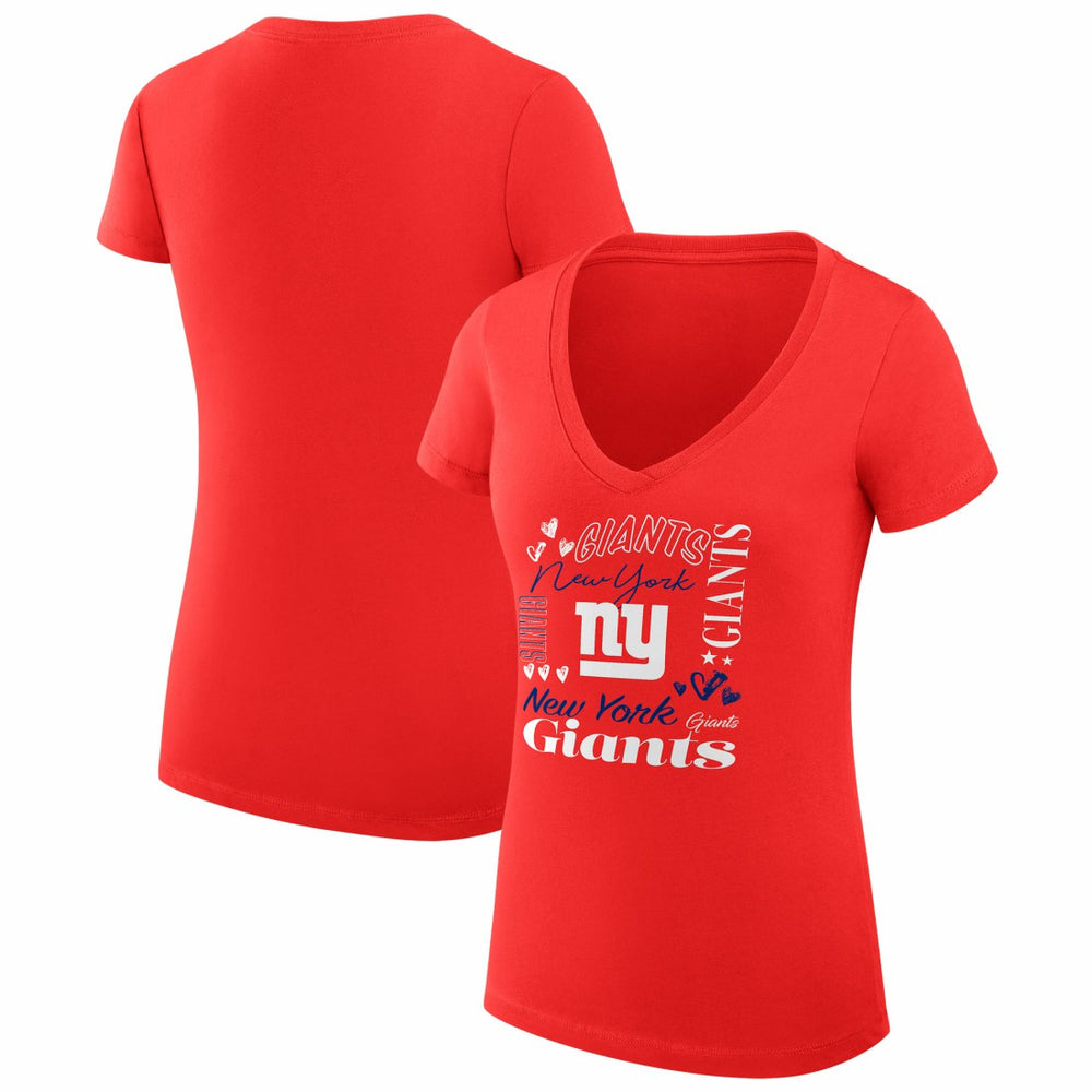 NFL New York Giants G-III 4Her by Carl Banks Women's Super-Slim Fit Lightweight Collage Team V-Neck T-Shirt