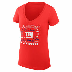 NFL New York Giants G-III 4Her by Carl Banks Women's Super-Slim Fit Lightweight Collage Team V-Neck T-Shirt