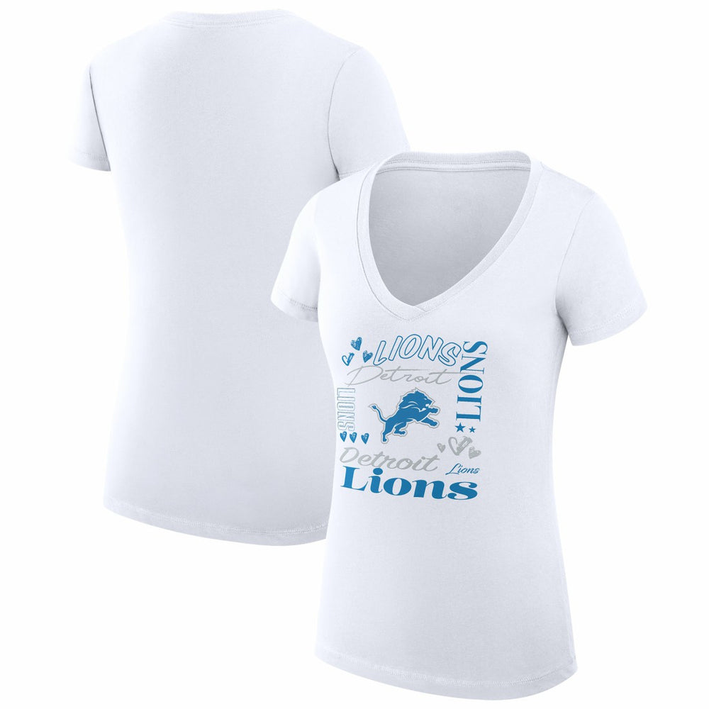 NFL Detroit Lions G-III 4Her by Carl Banks Women's Super-Slim Fit Lightweight Collage Team V-Neck T-Shirt