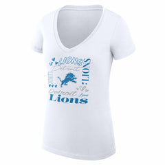 NFL Detroit Lions G-III 4Her by Carl Banks Women's Super-Slim Fit Lightweight Collage Team V-Neck T-Shirt