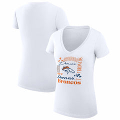 NFL Denver Broncos G-III 4Her by Carl Banks Women's Super-Slim Fit Lightweight Collage Team V-Neck T-Shirt