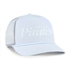 Pittsburgh Pirates Foundation Script Hitch Adjustable Trucker Hat - Light Blue | 47 brand