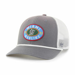 Miami Marlins Tide Sweep Rope Trucker Adjustable Hat - Gray/White | 47 brand