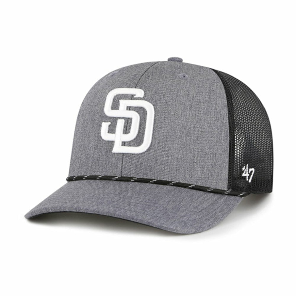 San Diego Padres Carbon Rope Trucker Adjustable Hat - Charcoal | 47 brand