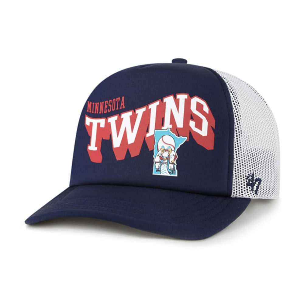 Minnesota Twins Meander Foam Trucker Snapback Hat - Navy | 47 brand