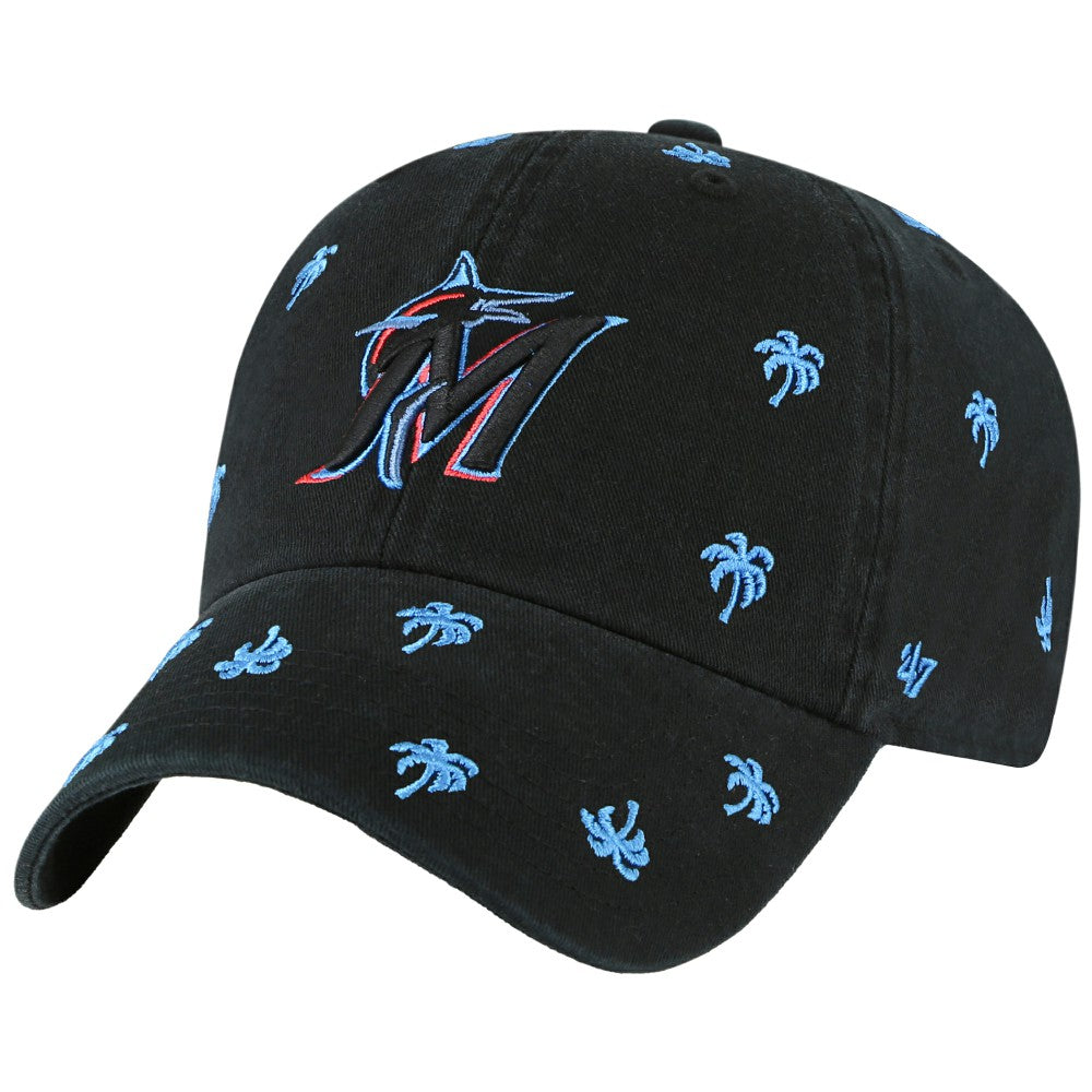 Miami Marlins Women's Confetti Clean Up Adjustable Hat - Black | 47 brand