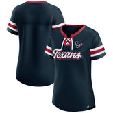 NFL Houston Texans Women's Iconic Bling Athena Lace-Up V-Neck T-Shirt