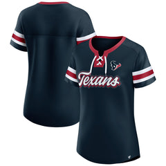 NFL Houston Texans Women's Iconic Bling Athena Lace-Up V-Neck T-Shirt
