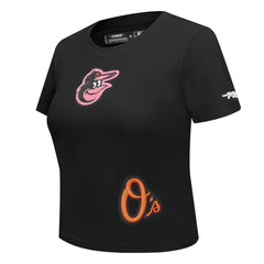 Baltimore Orioles Pro Standard Women's Game Day Classics Baby Doll Cropped T-Shirt - Black