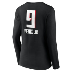 NFL Atlanta Falcons Michael Penix Jr. Women's Name & Number Team Wordmark Long Sleeve V-Neck T-Shirt