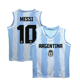 Lionel Messi Argentina National Team Vive La Fete Youth Painted Stripes Basketball Jersey / Soccer For sale