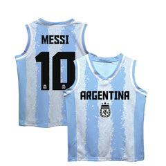 Lionel Messi Argentina National Team Vive La Fete Youth Painted Stripes Basketball Jersey / Soccer For sale