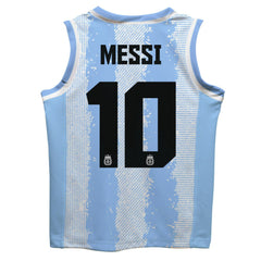 Lionel Messi Argentina National Team Vive La Fete Youth Painted Stripes Basketball Jersey / Soccer For sale