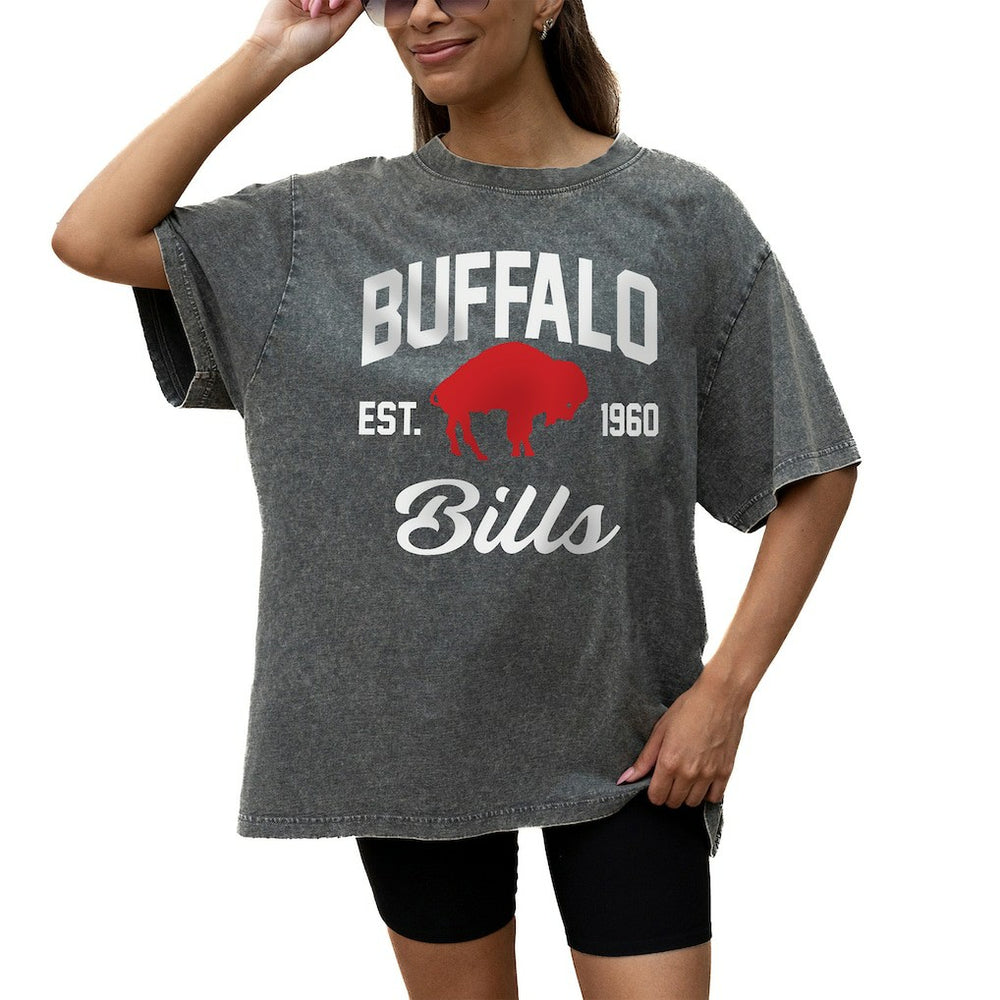 NFL Buffalo Bills Gameday Couture Women's Throwback Oversized Snow Wash T-Shirt