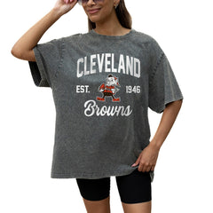 NFL Cleveland Browns Gameday Couture Women's Throwback Oversized Snow Wash T-Shirt