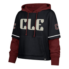 Cleveland Guardians Women's City Connect Shortstop Cropped Pullover Hoodie - Navy | 47 brand