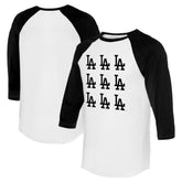 Los Angeles Dodgers Tiny Turnip Women's Logo Grid 3/4 Sleeve Raglan T-Shirt - White/Black