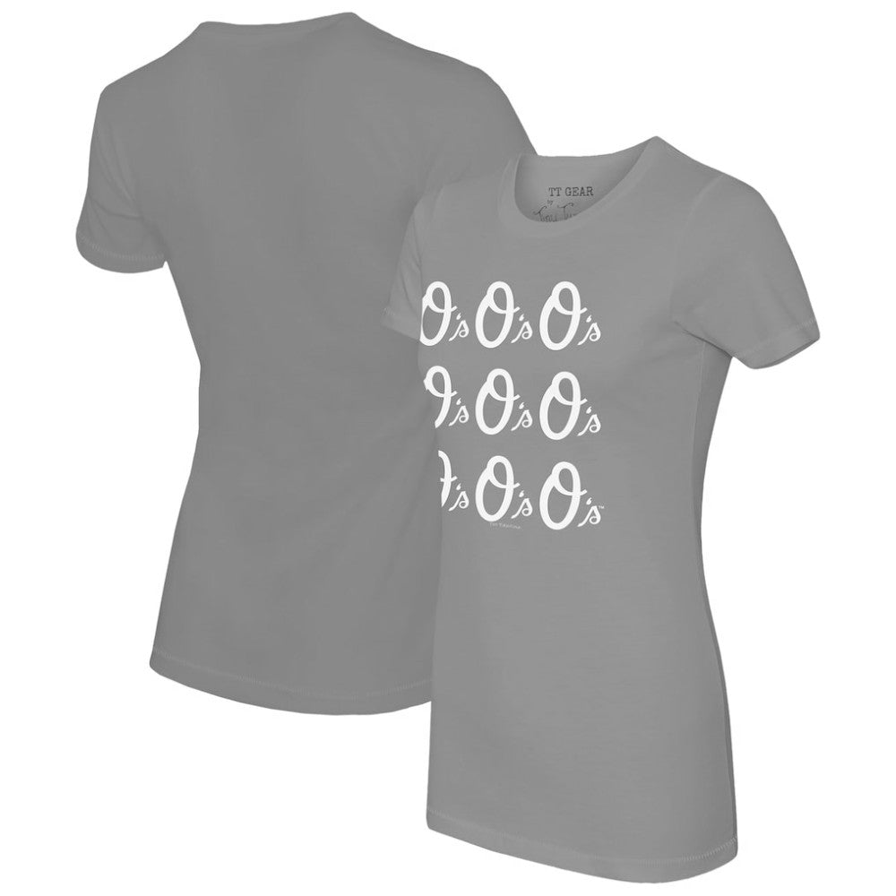Baltimore Orioles Tiny Turnip Women's Logo Grid T-Shirt - Gray