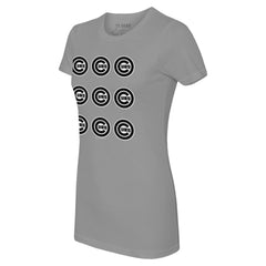 Chicago Cubs Tiny Turnip Women's Logo Grid T-Shirt - Gray