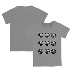 Chicago Cubs Tiny Turnip Youth Logo Grid T-Shirt - Gray