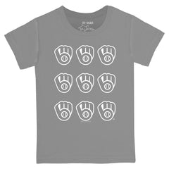 Milwaukee Brewers Tiny Turnip Youth Logo Grid T-Shirt - Gray