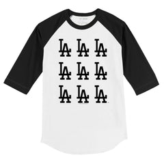 Los Angeles Dodgers Tiny Turnip Youth Logo Grid Raglan 3/4-Sleeve T-Shirt - White/Black
