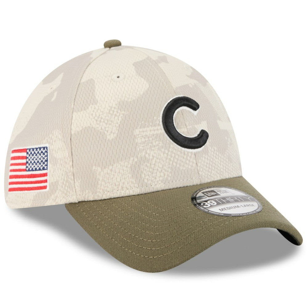 Chicago Cubs 2025 Armed Forces Day 39THIRTY Flex Hat - Light Beige/Olive | New Era