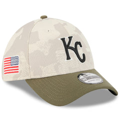 Kansas City Royals 2025 Armed Forces Day 39THIRTY Flex Hat - Light Beige/Olive | New Era