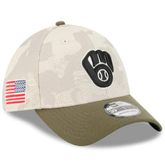 Milwaukee Brewers 2025 Armed Forces Day 39THIRTY Flex Hat - Light Beige/Olive | New Era