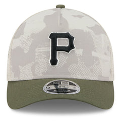Pittsburgh Pirates 2025 Armed Forces Day 9FORTY M-Crown A-Frame Adjustable Hat - Light Beige/Olive | New Era