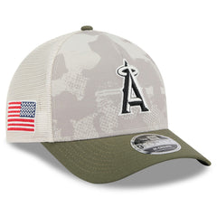 Los Angeles Angels 2025 Armed Forces Day 9FORTY M-Crown A-Frame Adjustable Hat - Light Beige/Olive | New Era