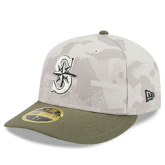 Seattle Mariners 2025 Armed Forces Day Low Profile 59FIFTY Fitted Hat - Light Beige/Olive | New Era