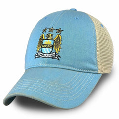 Manchester City 1863FC Retro Tea Washed Vintage Trucker Adjustable Hat / Soccer For sale