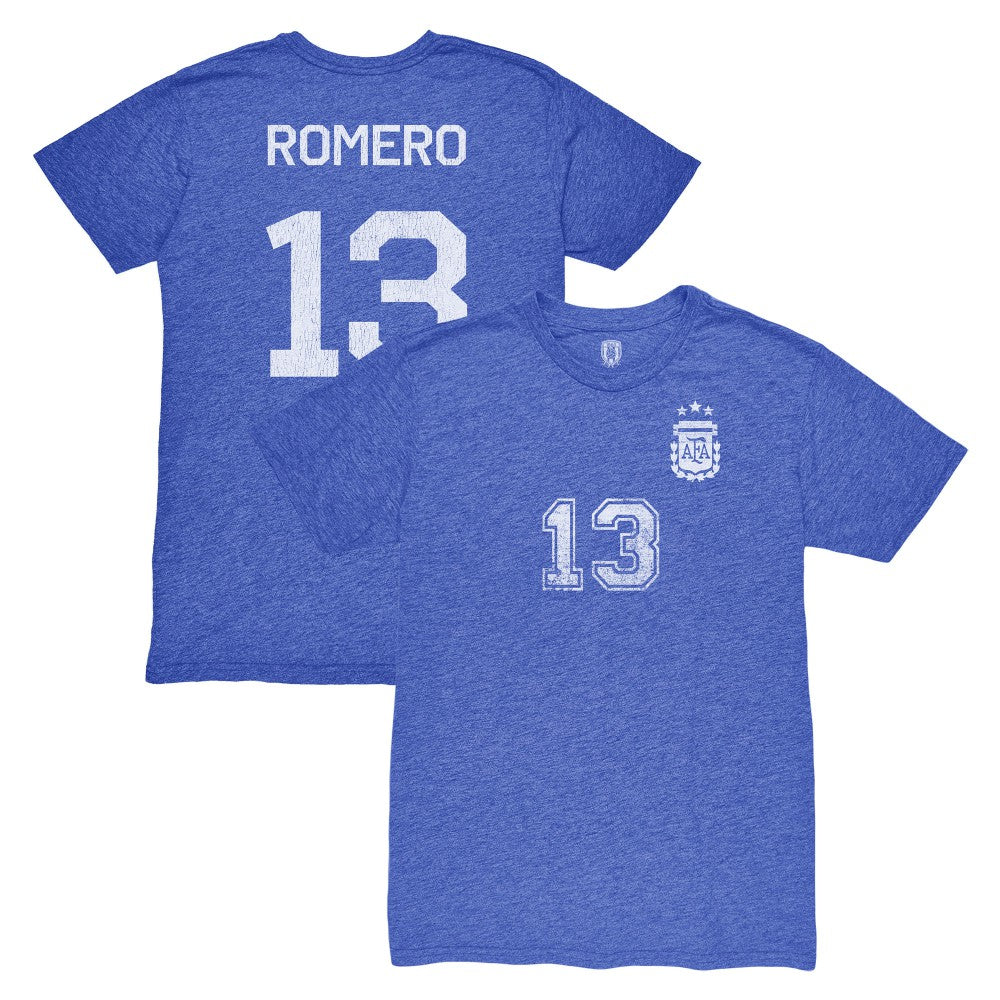 Cristian Romero Argentina National Team 1863FC Player Vintage Tri-Blend T-Shirt / Soccer Discount