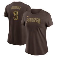 Jackson Merrill San Diego Padres Women's Cooperstown Collection Fuse Name & Number T-Shirt - Brown | Nike