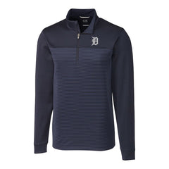 Detroit Tigers Cutter & Buck Big & Tall Traverse Stripe Stretch DryTec Quarter-Zip Top - Navy