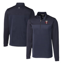 Minnesota Twins Cutter & Buck Big & Tall Traverse Stripe Stretch DryTec Quarter-Zip Top - Navy