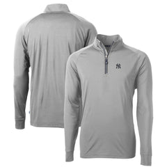 New York Yankees Cutter & Buck Big & Tall Adapt Eco Knit Stretch Recycled Quarter-Zip Pullover Top - Gray