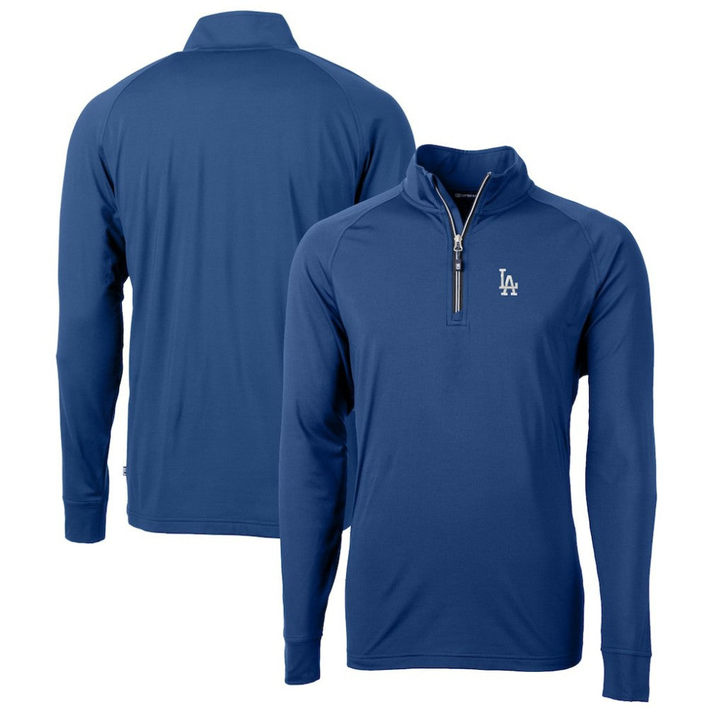 Los Angeles Dodgers Cutter & Buck Big & Tall Adapt Eco Knit Stretch Recycled Quarter-Zip Pullover Top - Blue