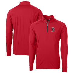 Boston Red Sox Cutter & Buck Big & Tall Adapt Eco Knit Stretch Recycled Quarter-Zip Pullover Top - Red