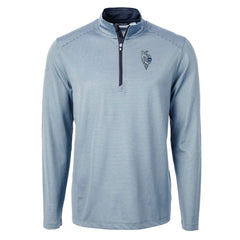 Kansas City Royals Cutter & Buck Virtue Eco Pique Micro Stripe Recycled Quarter-Zip Pullover Top - Light Blue